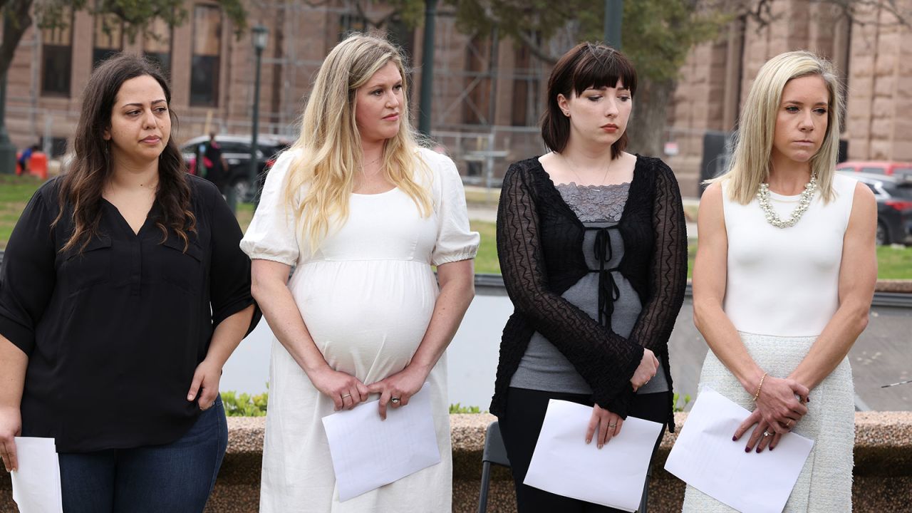  Plaintiffs Anna Zargarian, Lauren Miller, Lauren Hall, and Amanda Zurawski at the Texas State Capitol after filing a lawsuit on behalf of Texans harmed by the state's abortion ban on March 7 in Austin, Texas. 